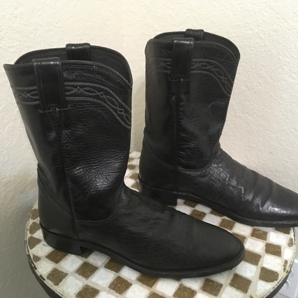 Black Smooth Ostrich Justin Roper Boots 10 b main image 8
